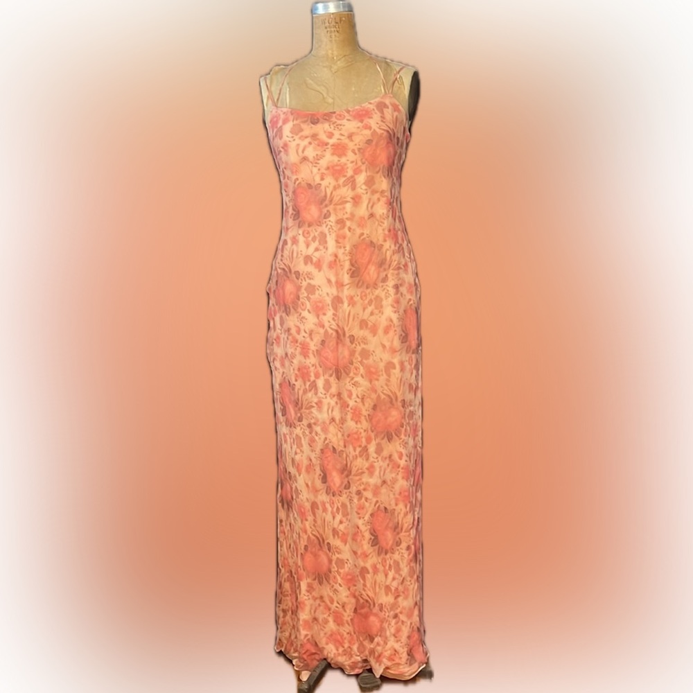 Laundry Peach Silk Chiffon Gown With Noted Flaw - image 1